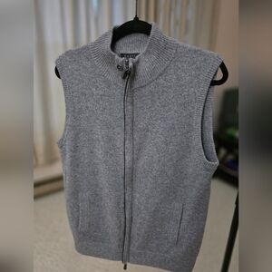 Forte Cashmere Gray Zip Up Sweater Vest